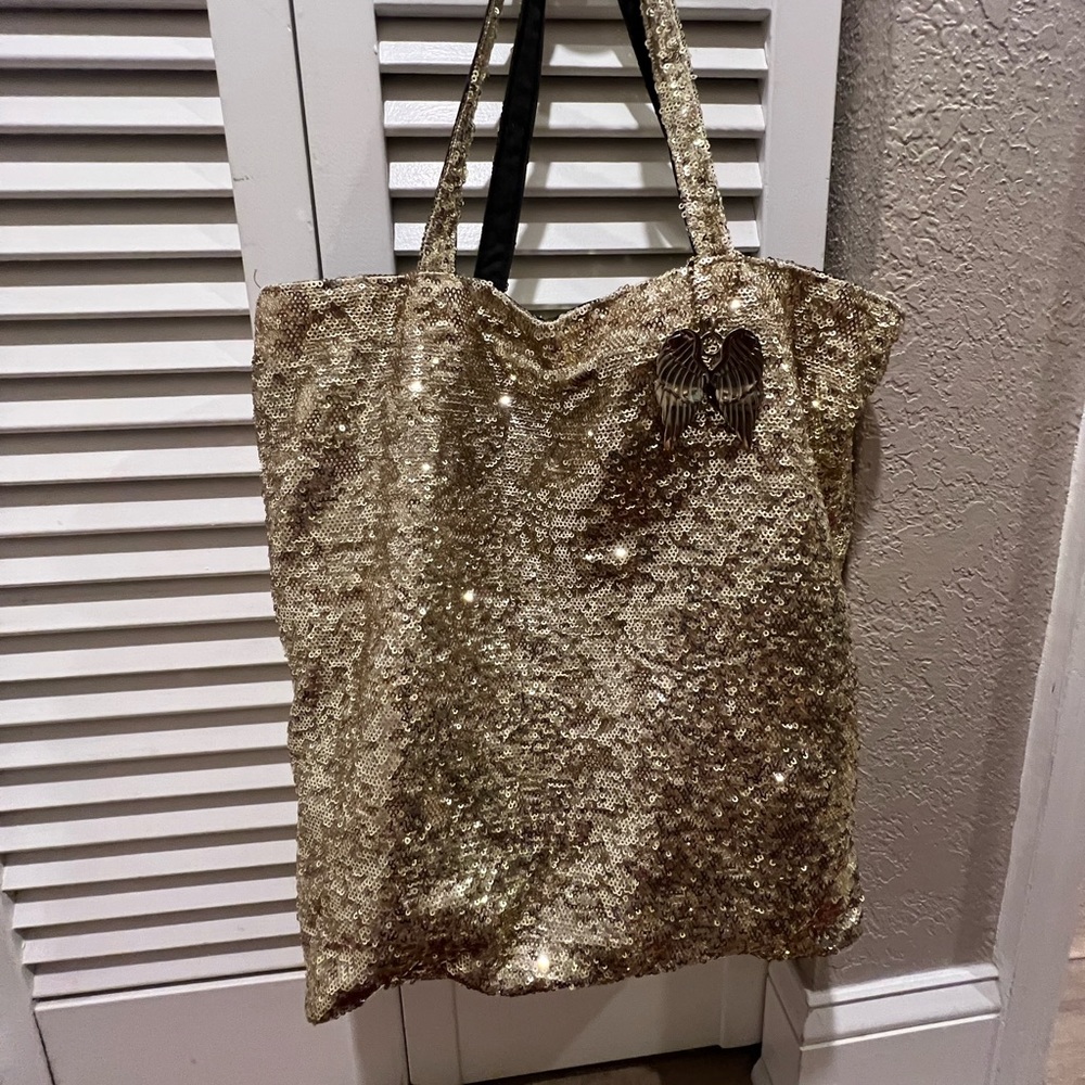 Victoria’s Secret gold sequin tote bag